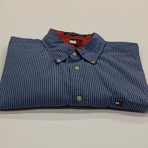 Men's Dress Shirt - Tommy Hilfiger - Size XL - Blue / White stripe